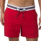 solid board shorts – red