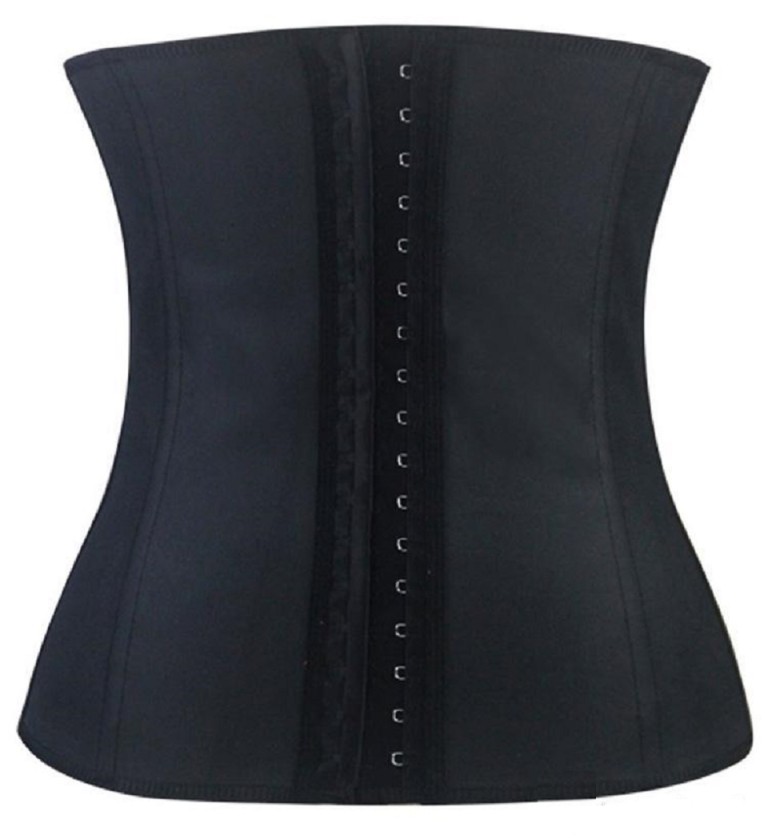 steel boned latex corset – black