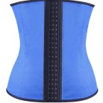 steel boned latex corset – blue