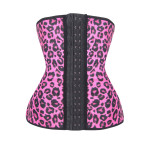 steel boned latex corset – pink leopard 4