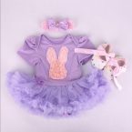 ruffled dress set – purple with pink bunny