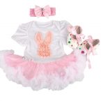 ruffled dress set – white with pink bunny